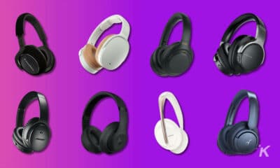 八个最好的有源噪声取消耳机在亚马逊上紫色的背景