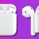 紫色背景的第二代苹果airpods